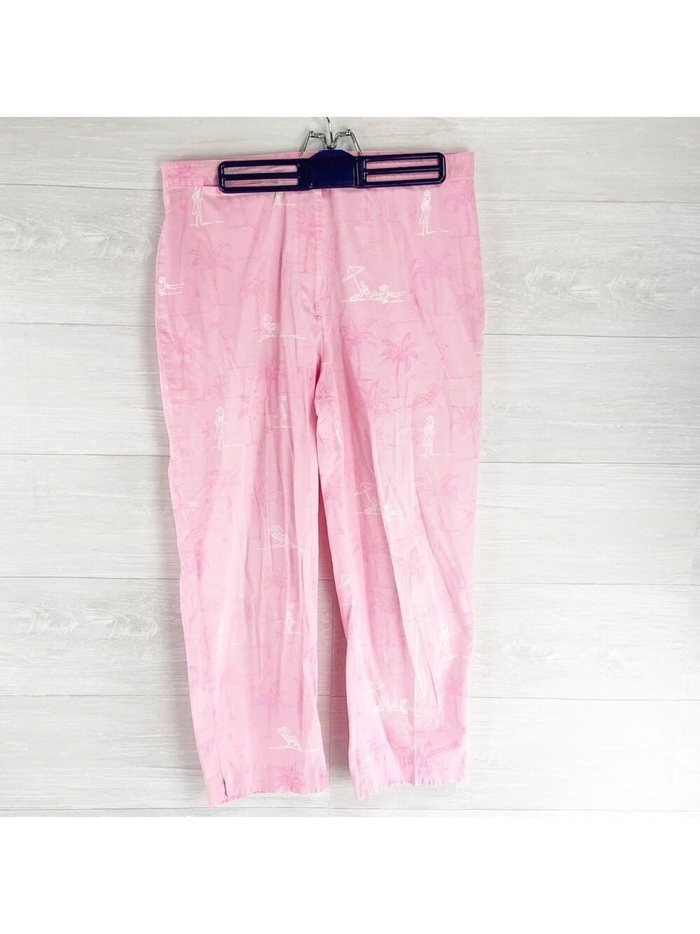 Vintage Lilly Pulitzer Sunbathing Lady Pink High Waist Capri Pants - Picture 2 of 4